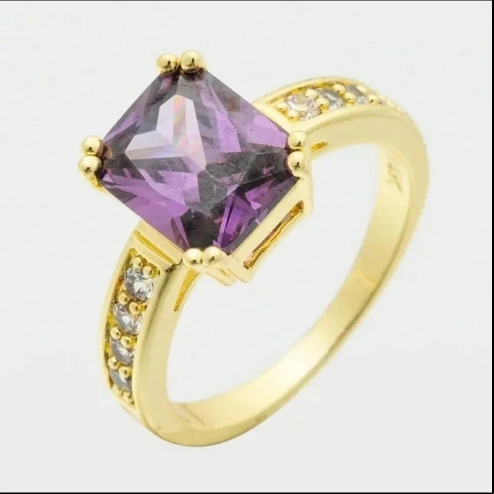 New Square Step Cut 1 7/8ct Mystic Topaz Diamond Ring in 14K Yellow Gold
